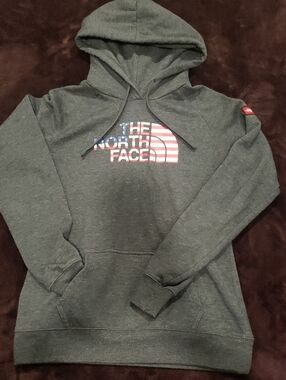 The North Face Dark Gray Hoodie with American Flag Logo